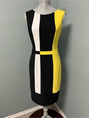 JOSEPH RIBKOFF colour block sleeveless midi sheath cocktail dress women’s size 8